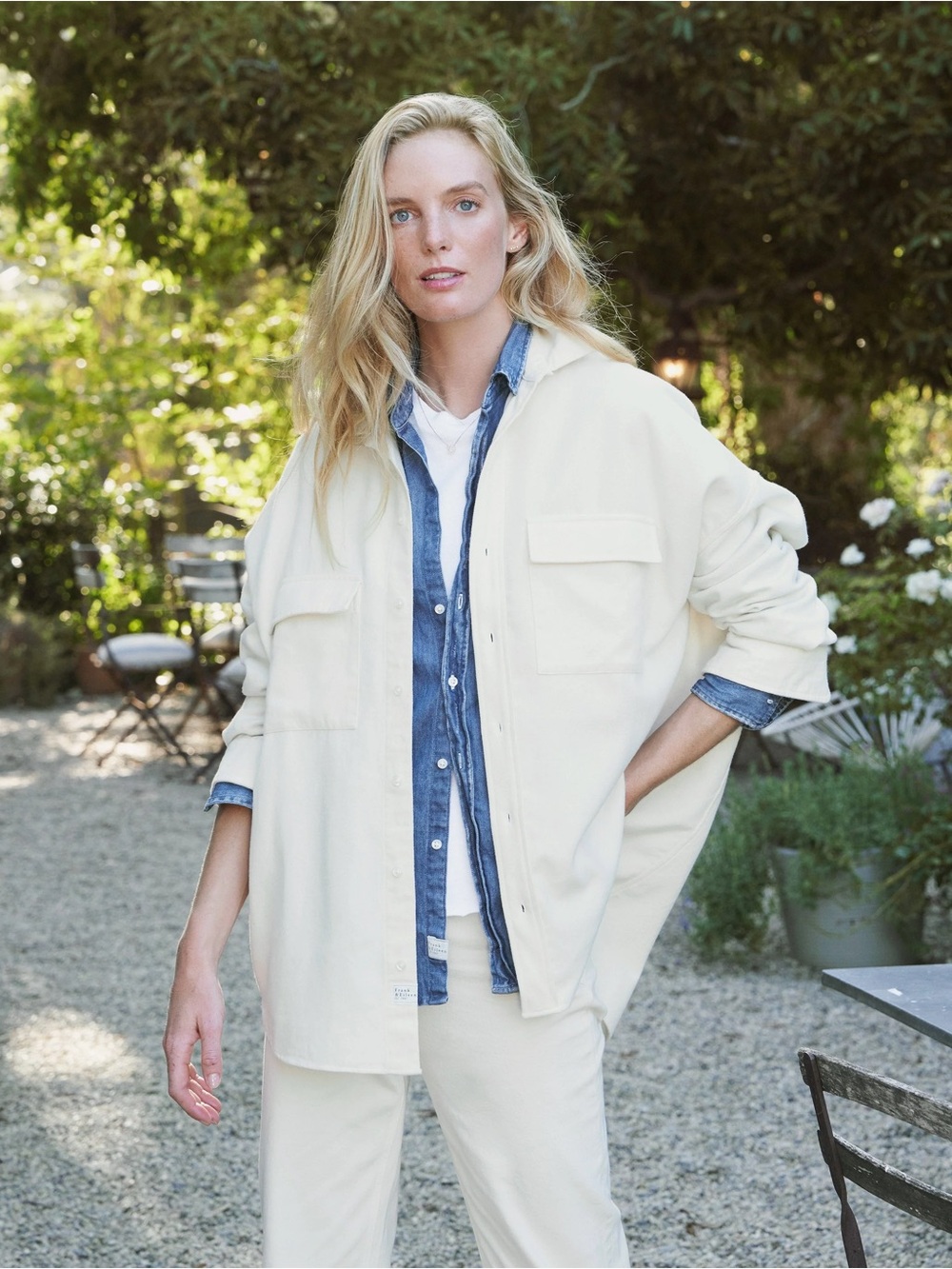 Frank and Eileen McLoghlin Utility Shirt in Cream. Size M/L. Pristine Condition